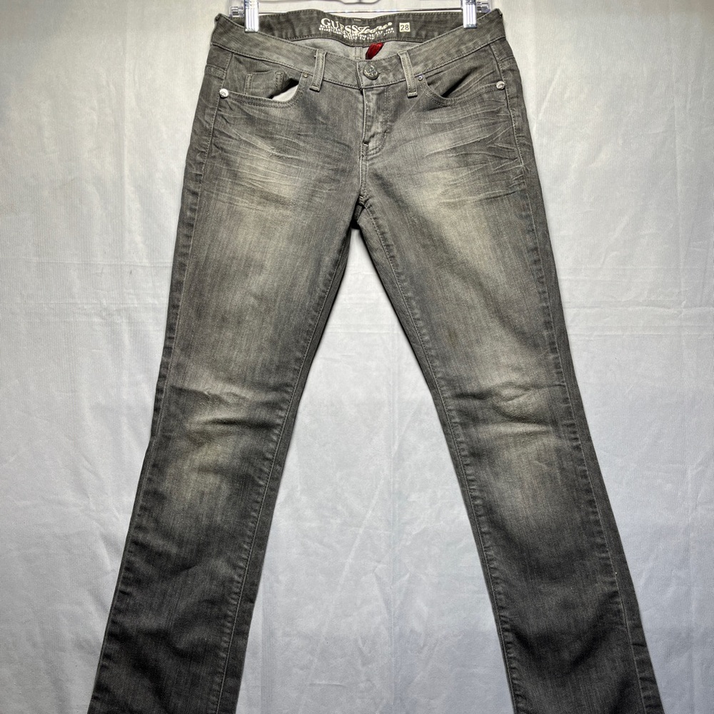 Guess Jeans Women's Jeannie High Rise Straight Jeans Medium Wash Stretch Size 28